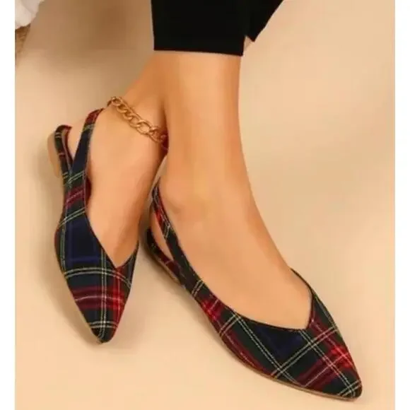 NIB Matiko Lori Green Tartan Flats Size 41 (US 10) - Picture 1 of 9